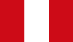 Bandera de Perú compuesta por tres franjas verticales, en los laterales son de color rojo y en el medio blanca